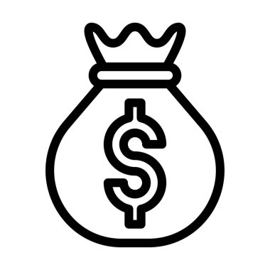 Para Torbası Kalın Çizgi Kişisel ve Ticari Kullanım Simgesi