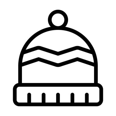 Kışlık Şapka Vektör Kalın Çizgi Kişisel ve Ticari Kullanım Simgesi