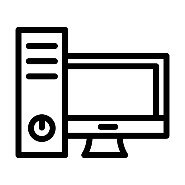 Desktop Computer Vector Thick Line Icon Personal Commercial Use — Stockový vektor