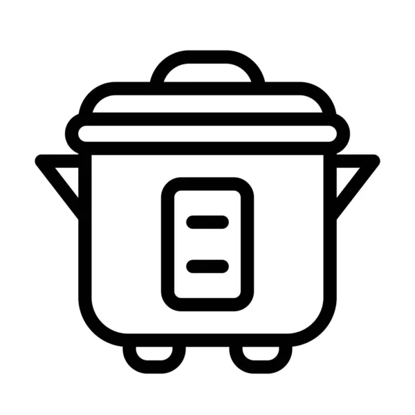 Rice Cooker Vector Thick Line Icon Personal Commercial Use — Stock Vector