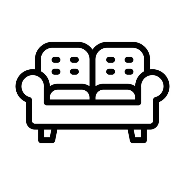 Sofa Vector Thick Line Icon Personal Commercial Use — Stock Vector