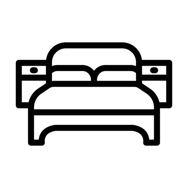 Bed Vector Thick Line Icon Für Den Persönlichen Und Kommerziellen — Stockvektor