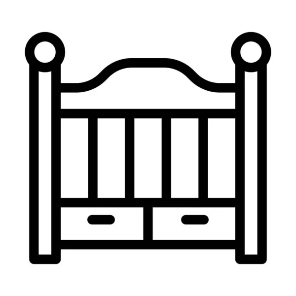 Символ Толстой Линии Детской Кроватки Личного Коммерческого Использования — стоковый вектор