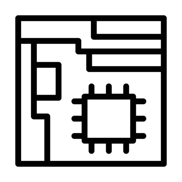 Motherboard Vector Thick Line Icon Für Den Persönlichen Und Kommerziellen — Stockvektor
