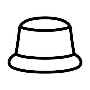Bucket Şapka Vektör Kalın Çizgi Kişisel ve Ticari Kullanım Simgesi