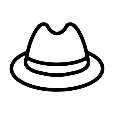 Fedora Şapka Vektör Kalın Çizgi Kişisel ve Ticari Kullanım Simgesi