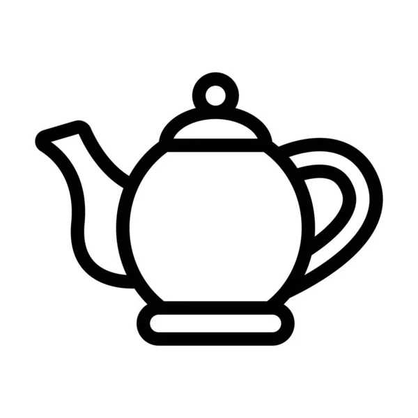 个人及商业用途茶壶向量厚重线图标 — 图库矢量图片