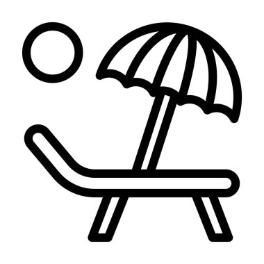 Kişisel ve ticari kullanım için Sunbed Vector Kalın Çizgi Simgesi