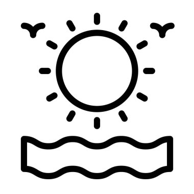 Kişisel ve ticari kullanım için Güneş Vektörü Kalın Çizgi Simgesi