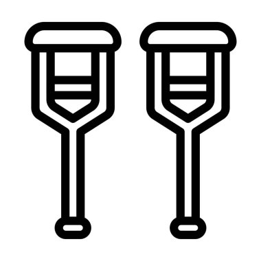 Kişisel ve Ticari Kullanım İçin Koltuk değnekleri Kalın çizgi simgesi