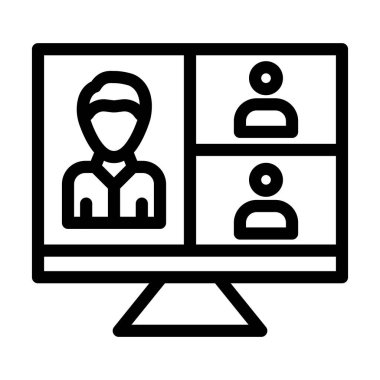 Kişisel ve ticari kullanım için Görüntü Konferansı Kalın Çizgi Simgesi