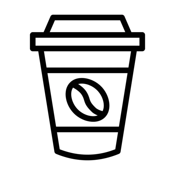 コーヒーカップベクトル太線アイコン個人用および商業用 — ストックベクタ