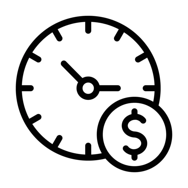 Zeit Ist Geld Vector Thick Line Icon Für Den Persönlichen — Stockvektor