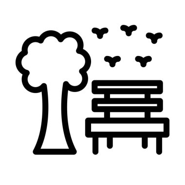 Park Vektörü Kalın Çizgi Kişisel ve Ticari Kullanım Simgesi