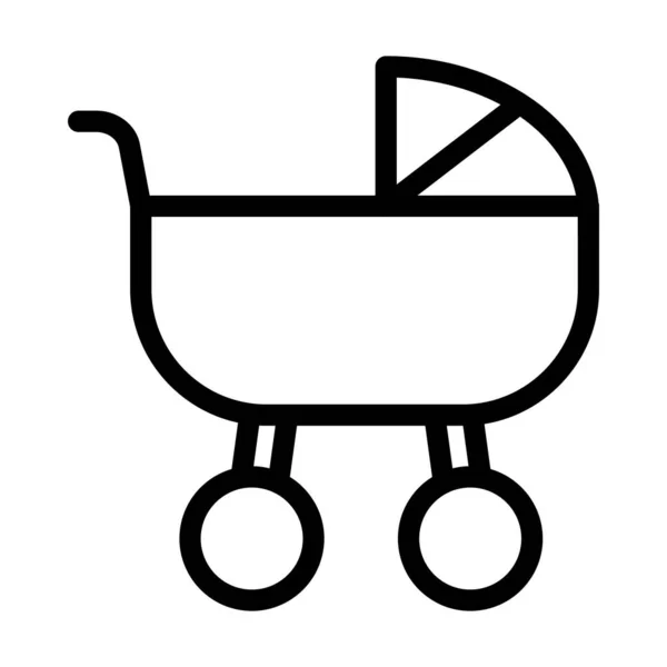 Baby Carriage Vector Thick Line Icon Personal Commercial Use — Stock Vector