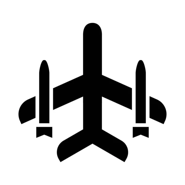 Ikon Pesawat Jet Vector Glyph Untuk Penggunaan Pribadi Dan Komersial - Stok Vektor