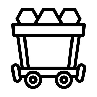 Mine Cart Vector Kalın Hat Kişisel ve Ticari Kullanım Simgesi