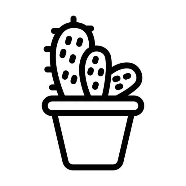 Cactus Vector Thick Line Icono Para Uso Personal Comercial — Vector de stock