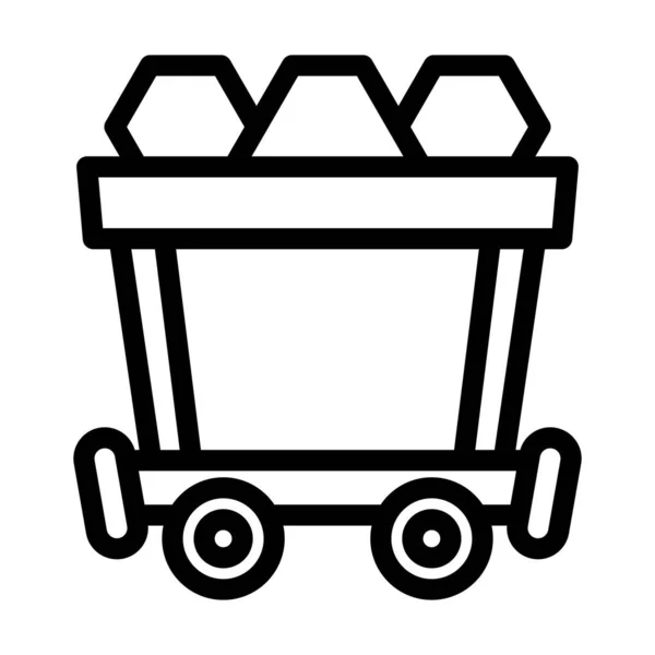 Mine Cart Vector Thick Line Icon Personal Commercial Use — Stock Vector