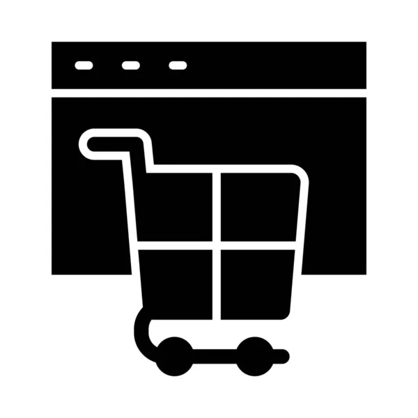 Kişisel Ticari Kullanım Için Çevrimiçi Alışveriş Vektörü Glyph Simgesi — Stok Vektör