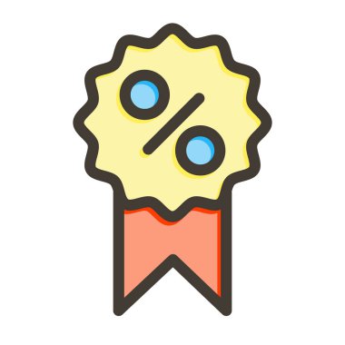 Kişisel ve ticari kullanım için İndirim Rozeti Kalın Çizgi Simgesi Simgesi