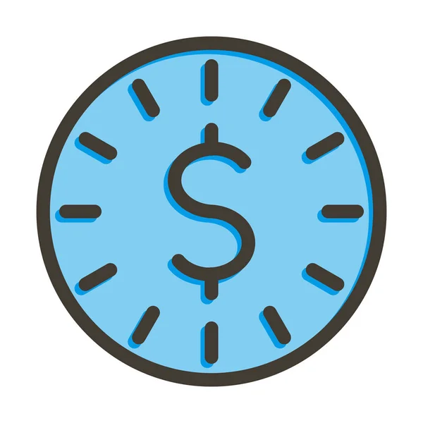Time Money Thick Line Plné Barvy Pro Osobní Komerční Použití — Stockový vektor