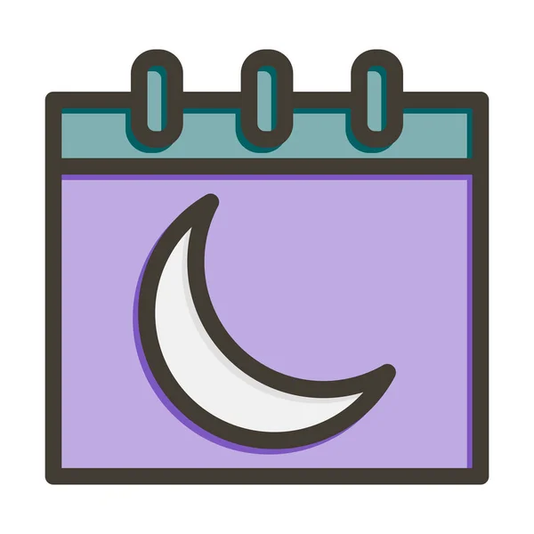 Толстая Линия Лунного Календаря Заполненные Цвета Личного Коммерческого Использования — стоковый вектор