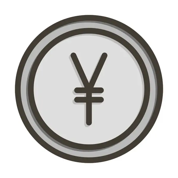 Yen Vastag Vonal Töltött Színek Személyes Kereskedelmi Használatra — Stock Vector