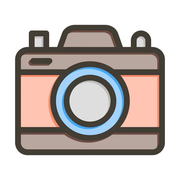 Толстая Линия Камеры Заполненные Цвета Личного Коммерческого Использования — стоковый вектор