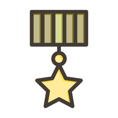 Yıldız Madalyası Kalın Çizgisi Kişisel ve Ticari Kullanım İçin Renklerle Dolu