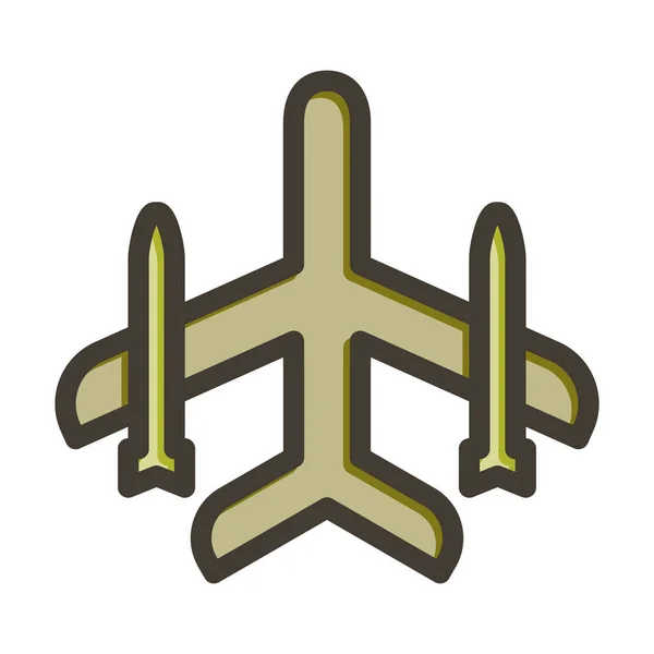 Jet Plane Товста Лінія Заповнені Кольори Особистого Комерційного Використання — стоковий вектор