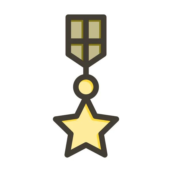 Medal Honor Gruba Linia Wypełniona Kolorami Użytku Osobistego Komercyjnego — Wektor stockowy