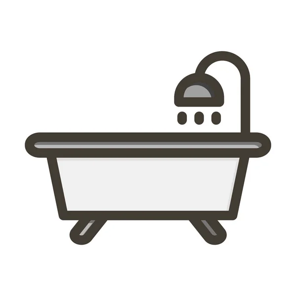 Bath Tub Garis Tebal Warna Yang Diisi Untuk Penggunaan Pribadi - Stok Vektor