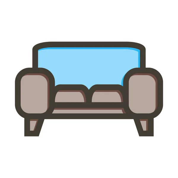 Sofa Thick Line Filled Colors Personal Commercial Use — 스톡 벡터