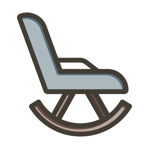 Rocking Chair Thick Line Gevulde Kleuren Voor Persoonlijk Commercieel Gebruik — Stockvector