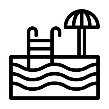 Kişisel ve ticari kullanım için Yüzme Havuzu Vektör Kalın Çizgi Simgesi