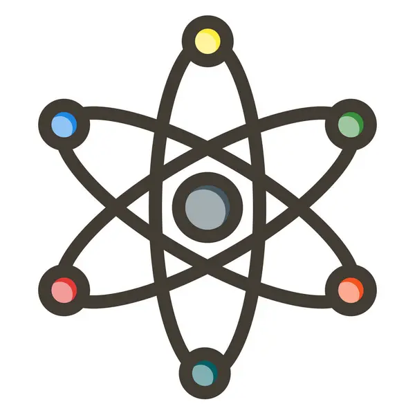 Atom Tlusté Čáry Plněné Barvy Pro Osobní Komerční Použití — Stockový vektor