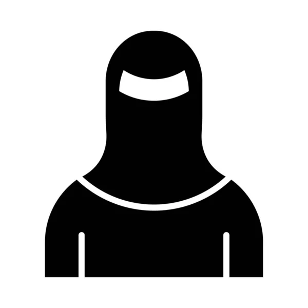 带有Niqab向量Glyph图标供个人和商业用途的妇女 — 图库矢量图片