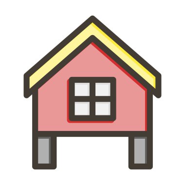 Tavuk Kümesi Kalın Çizgisi Kişisel ve Ticari Kullanım İçin Renkler Dolduruldu