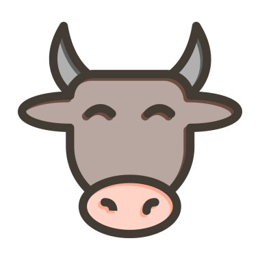 İnek Kalın Çizgisi Kişisel ve Ticari Kullanım İçin Renklerle Dolu