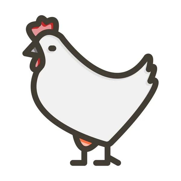 Chicken Thick Line Gefüllte Farben Für Den Persönlichen Und Kommerziellen — Stockvektor