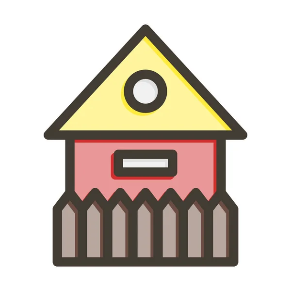 Farmhouse Толстая Линия Заполненные Цвета Личного Коммерческого Использования — стоковый вектор