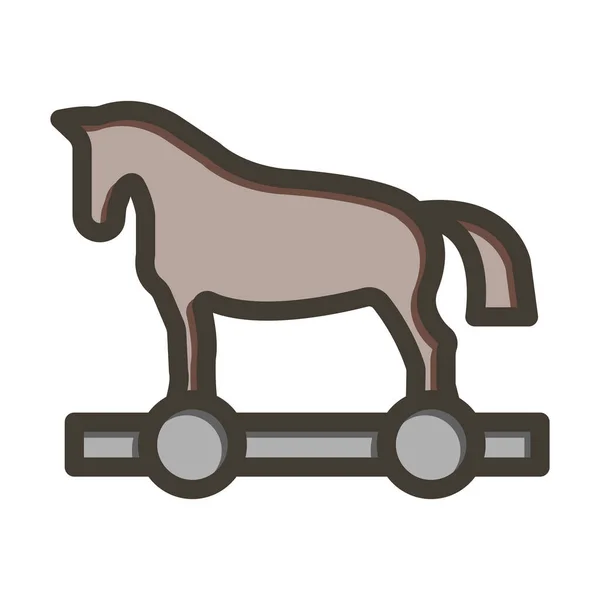 Trojanisches Pferd Dicke Linie Gefüllte Farben Für Den Persönlichen Und — Stockvektor