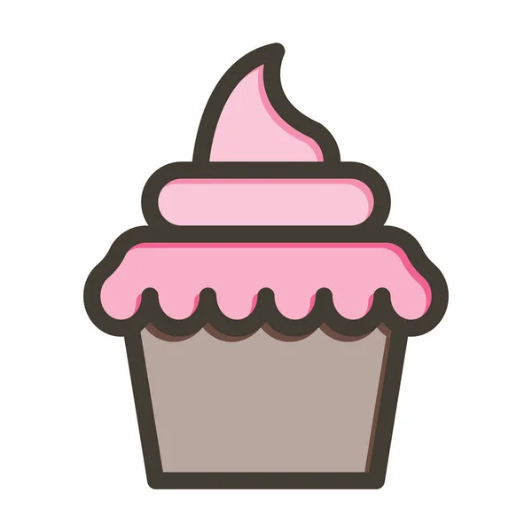 Couleurs Remplies Par Ligne Épaisse Cupcake Pour Usage Personnel Commercial — Image vectorielle