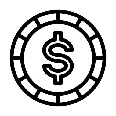 Kişisel ve ticari kullanım için Madeni Para Vektörü Kalın Çizgi Simgesi