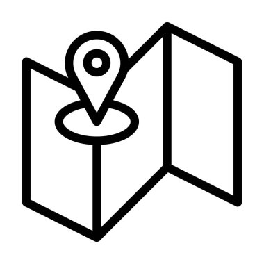 Kişisel ve ticari kullanım için Harita Vektörü Kalın Çizgi Simgesi