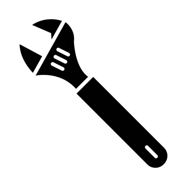 Verstelbare Moersleutel Vector Glyph Icon Voor Persoonlijk Commercieel Gebruik — Stockvector