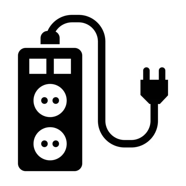 Extension Cord Vector Glyph Icon Voor Persoonlijk Commercieel Gebruik — Stockvector