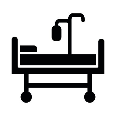 Hastane Yatağı Vektörü Glyph Simgesi Kişisel ve Ticari Kullanım
