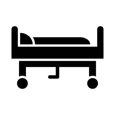 Hastane Yatağı Vektörü Glyph Simgesi Kişisel ve Ticari Kullanım